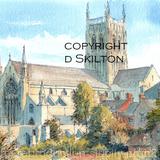 Worcester Cathedral ( No River) greeting Card or bespoke notelet or invitation. prints and postcards available.