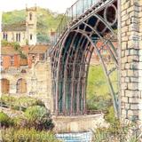 Ironbridge and the church ( Vertical) , greeting card or bespoke notelet. Prints and postcards available.