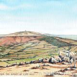 Brown Clee from the summit of Clee Hill with The Wrekin in the distance as a greeting card or bespoke notelet. Prints and postcards available.