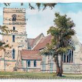Droitwich Spa St Augustines Worcestershire Signed a4 print on watercolour paper, unmounted.