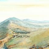 Malvern Hills on a misty day Signed a4 print on watercolour paper, unmounted.
