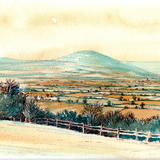 Ludlow from Knowbury , Mist Blue, Shropshire as a greeting card. Prints and postcards available.