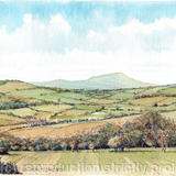 Clee Hill from the Malt Shovel Highley Shropshire greeting card or bespoke notelet. Prints and postcards available.