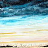 sunset with gold stars print on greeting card