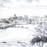 Tenby, The Harbour and beach. Printed on a 6 by 4 greeting card . Signed, mounted prints available