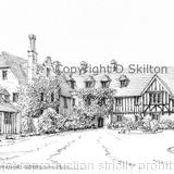 Stone Manor Hotel near Kidderminster Worcestershire signed print on watercolour paper unmounted