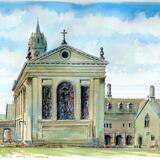 1 CAMBRIDGE Pembroke College Chapel colour greeting card.