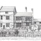Albright Hussey Manor Hotel Shrewsbury as a signed print on watercolour paper unmounted