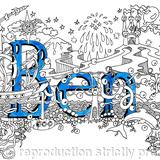 Ben, boys name card with blue envelope. Scans of this image are available to purchase, sent as a jpeg via email for you to print as you wish.