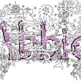 Abbie childrens name art card 6' by 4' with purple envelope