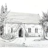 St Nicholas Oldbury greeting card or notelet. Ideal thank you card or invitation. Prints and postcards and originals available on request.