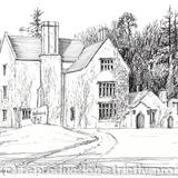 Bodidris Hall Denbighshire , signed  print on a4 watercolour paper. Unmounted.