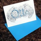 Otto name art greeting card with blue envelope