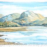 Ben nevis pencil and watercolour printed on greeting card or bespoke notelet. Prints and postcards available.