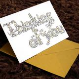 Thinking of you greeting card with gold envelope