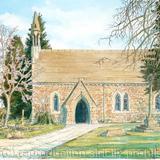 Oldbury Wells church St Nicholas Nr .Bridgnorth Shropshire painting as a greeting card. Prints available and also postcards.