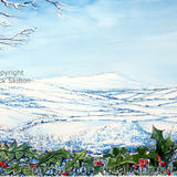 Clee Hill snow and holly printed as a greeting card or Christmas card with your family name or anything you wish.