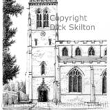 Broseley parish Church pen drawing as a greeting card, notelet, invitation or thank-you card. 