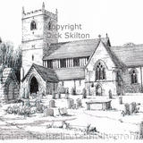 Kinlet Church St John the Baptist pen drawing as a greeting card, notelet invitation or thank-you card. Digital prints available.