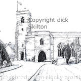 Much Wenlock Church, Holy Trinity, pen drawing as a greeting card, notelet invitation or thank-you card. digital prints available. 