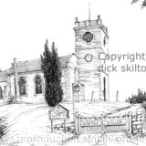 Quatt church saint Andrews, pen drawing as a greeting card, notelet, invitation or thank you card. Prints and postcards available.