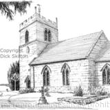 Ryton St Andrews pen drawing horizontal as a greeting card. Prints and postcards available.