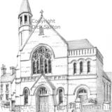 Shifnal Trinity Methodist Church pen drawing as a greeting card, notelet invitation or thank-you card. Prints and postcards available