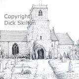 Arley Kings Church pen drawing as a greeting card or bespoke notelet. prints and postcards available.