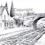 Arley station S V R pen drawing as a  greeting card 