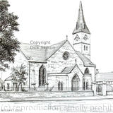 Broughty Ferry St Aiden's Scotland pen drawing  Signed a4 print on watercolour paper, unmounted.