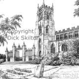 Kidderminster All Saints pen drawing as a greeting card or bespoke notelet. postcards and prints available.