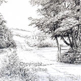 Neen savage ford pen drawing as a 6 by 4 inch greeting card or notelet.  Prints available on request.