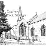 Mickleton church  Gloucestershire St Lawrence pen drawing as a notelet or greeting card. Prints available