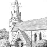 Wombourne Church St Benedict Biscop Staffordshire pen drawing as a greeting card