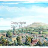 Ludlow & Clee Hill from whitcliffe as a signed a4 print unmounted. Greeting cards available.