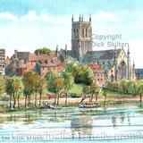 Worcester Cathedral and the River Severn as a greeting card, Prints and postcards are available.