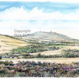 Clee Hill from common coloured as a greeting card. Prints  available