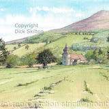 Clee hill & Bitterley Church as a greeting card . Prints  available.