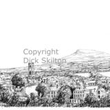 Ludlow & Clee Hill b&w from Whitcliffe as a greeting card or notelet. Prints available.