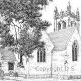 Envile Church Staffordshire Signed a4 print on watercolour paper, unmounted.