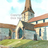 Cleobury Mortimer church St. Mary's vertical as a greeting card, notelet, invitation or thank you card. prints, postcards and originals available.
