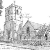 Trysull church staffordshire b & w pen drawing  as a greeting card