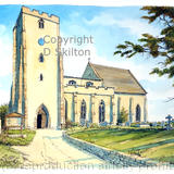 Leintwardine Church St Mary Magdalene watercolour as a greeting card, notelet thank-you card or invitation. Prints and original available.