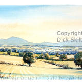 Abberley hills and clock tower from near Cleobury Mortimer as a greeting card or bespoke notelet. Prints and postcards available.