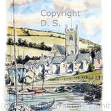 Aberaeron Harbour vertical greeting card