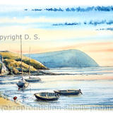 Parrog sunset with Dinas Head as a signed print mounted in 9 by 7 inch mount. Cards available
