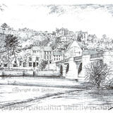 Bridgnorth South side of the bridge drawing 2 as a greeting card or bespoke notelet,. Prints and postcards available.