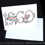 1960 birthday card with rainbow trout within the numbers