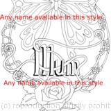 Butterfly and rose ( with Mum) any name available. Colour to send or send to be coloured.