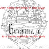  cricket design for a colouring card with a name ( Benjamin) any name can produced for you. colour and send or send to be coloured.